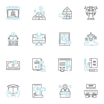 Propaganda linear icons set. Manipulation, Indoctrination, Persuasion, Influence Stock Illustration