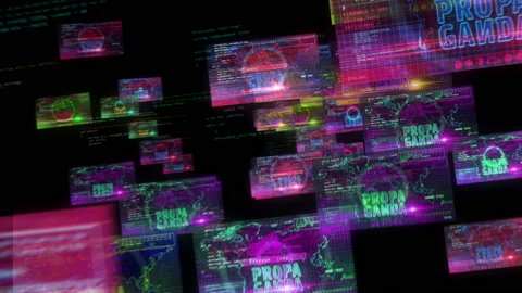 Propaganda message on screens loop Stock Footage 172166663