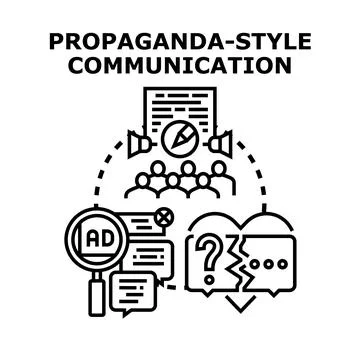 Propaganda style communication spreading disinformation and influence Illustrazione stock