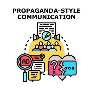 Propaganda style communication spreading disinformation and influence Ilustração Stock