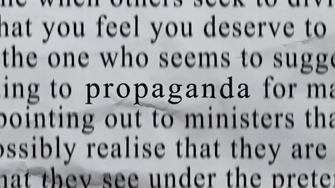 PROPAGANDA Text in Centre with High-energy Fast Text Stop-Motion Writing Stockbeeldmateriaal 334634783