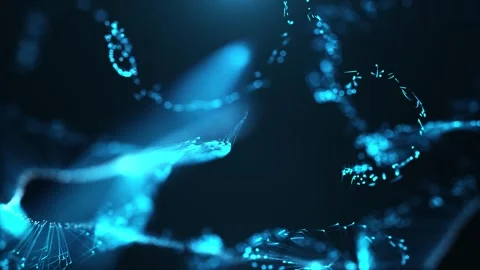 Propagation and movement of blue optical fibers, fiber optic cables Stock Footage 284317711
