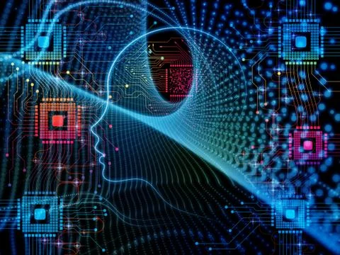 Propagation of Machine Consciousness Stock Illustration