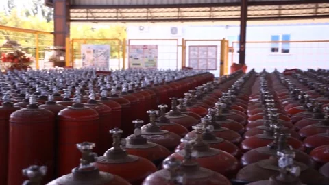 Propane cylinders Stockbeeldmateriaal 164048101