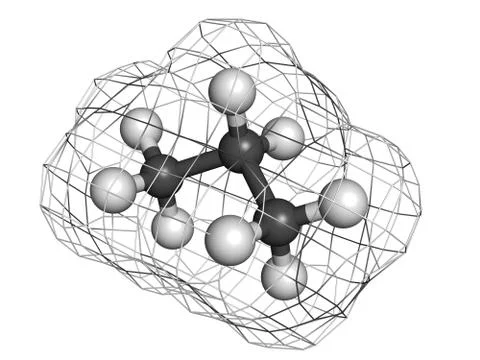 Propane fuel molecule, molecular model Stock Illustration