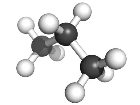 Propane fuel molecule, molecular model Stock Illustration