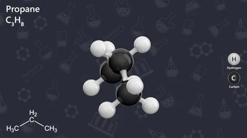 Propane is a gas. C3H8. dark background. 3D render. 스톡 동영상 288350659