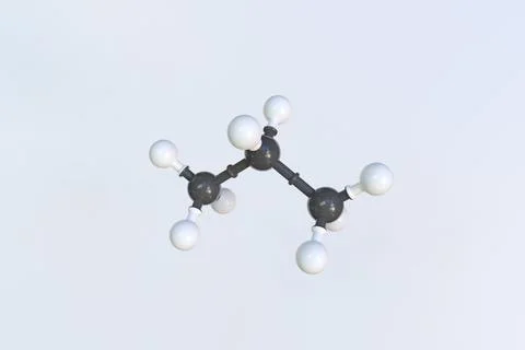 Propane molecule made with balls, scientific molecular model. 3D rendering Stock Illustration