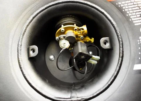 Propane or LPG multivalve of LPG container black circle shape Stock Photos