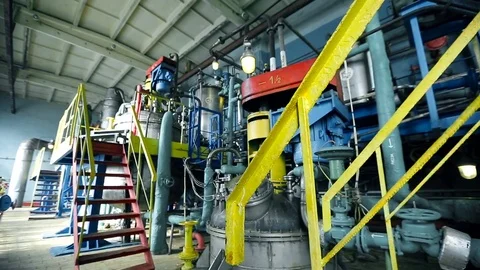 A propane producing device at the factory Stock Footage 73713471