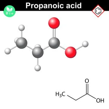 Propanoic acid structure Ilustración de archivo