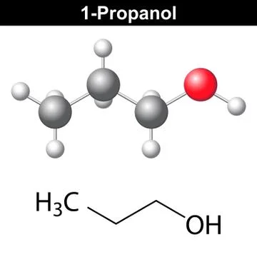 Propanol chemical formula Stock Illustration