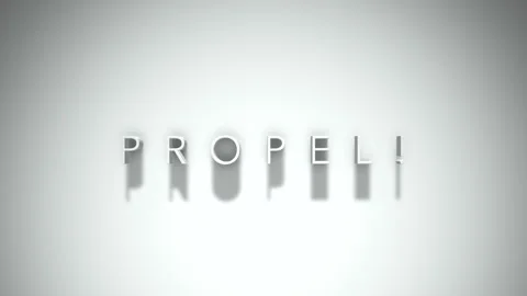 Propel! 3D title animation with shadows on a white background Stock Footage 297571543