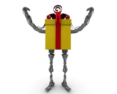 Propelled gift box. Hands raised up Stock Illustration