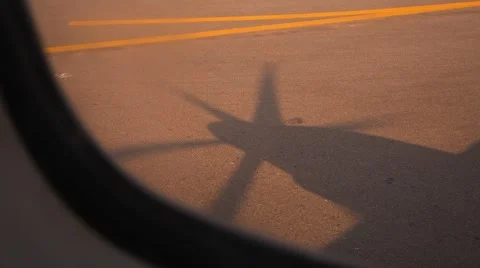 Propeller of the aircraft engine, the shadow on the ground Stock Footage 49406609