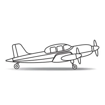 Propeller aircraft in outline Stock Illustration