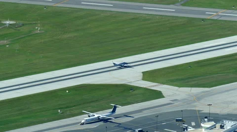 Propeller aircraft taking off from Billy Bishop Toronto City Airport 4K UHD Stock Footage 54156921