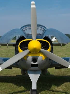 Propeller of an airplane engine Stock Photos