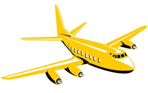 Propeller airplane flying Stock Illustration