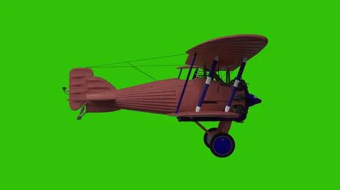 Propeller airplane on a green screen. 3d rendering Stock Illustration