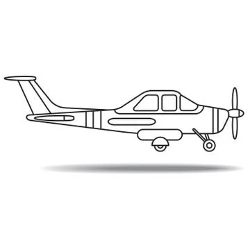 Propeller airplane in outline Stock Illustration
