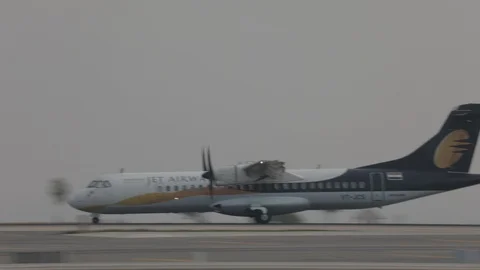 Propeller Airplane Takeoff Time Stock Footage 100052346