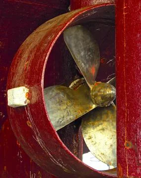 Propeller blades of an old ship. Close up Foto stock