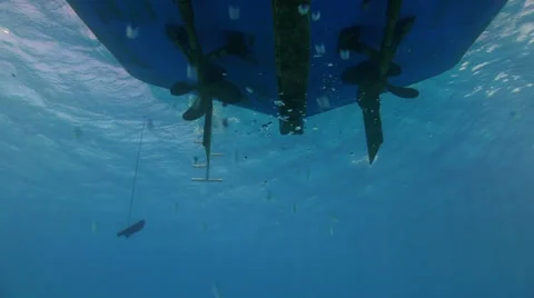 Propeller from the bottom of the ship under water Stock Footage 29155946