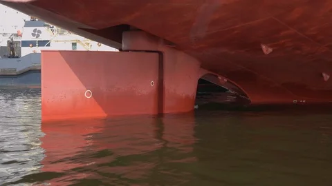 Propeller of a bulk carrier in 4K. Stock Footage 113211049