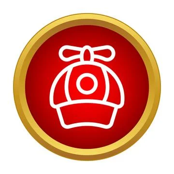 Propeller hat icon in red circle button Stock Illustration