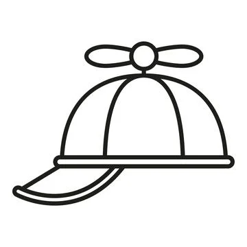 Propeller hat line art drawing kids toy Stock Illustration