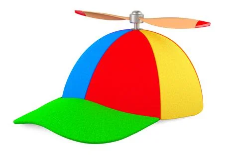 Propeller Hat, propeller colorful baseball cap, 3D rendering Illustrazione stock