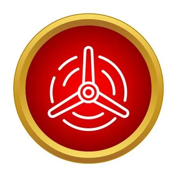 Propeller icon showing rotating motion in red circle Illustrazione stock