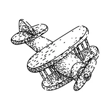 Propeller model airplane sketch hand drawn vector Stock Illustration