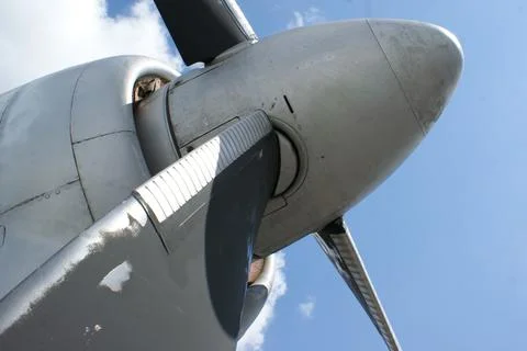 Propeller of old airplane close up. Stock Photos