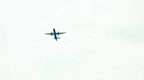 Propeller Passenger Airplane Flying Overhead. Stock-Footage 68200892