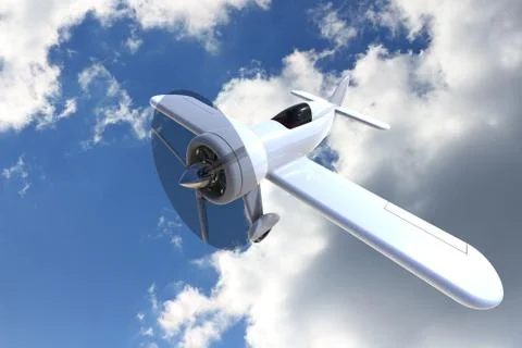 Propeller plane against the sky. 3D render Stock Illustration