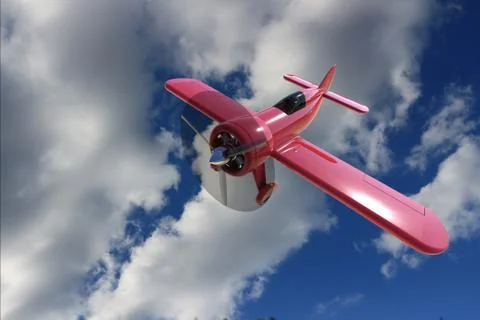 Propeller plane against the sky. 3D render Stock Illustration