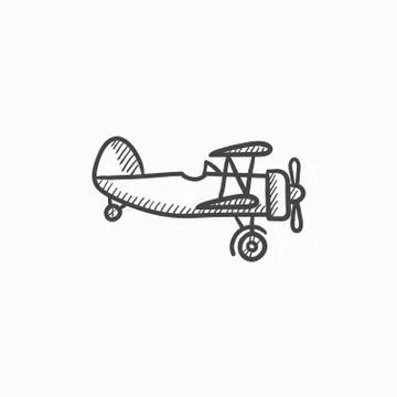 Propeller plane sketch icon Stock Illustration