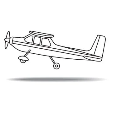 Propeller plane take off in outline Illustrazione stock
