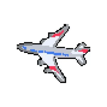 Propeller plane toy pixel art vector illustration Stock Illustration