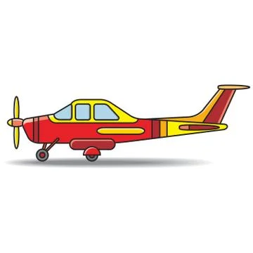 Propeller plane in yellow &amp; red Stock Illustration