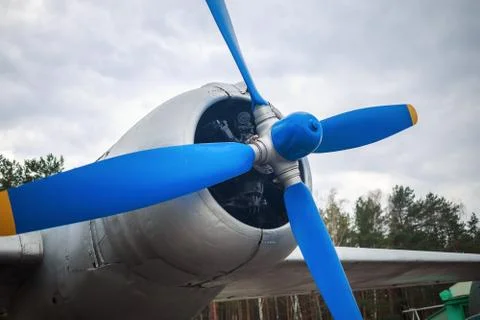Propeller of retro airplane Stock Photos