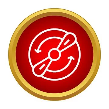 Propeller rotating icon on red gold button イラスト素材