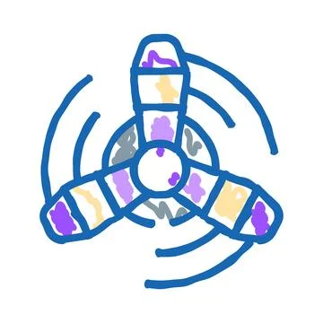 Propeller rotating motion icon in doodle style Stock Illustration