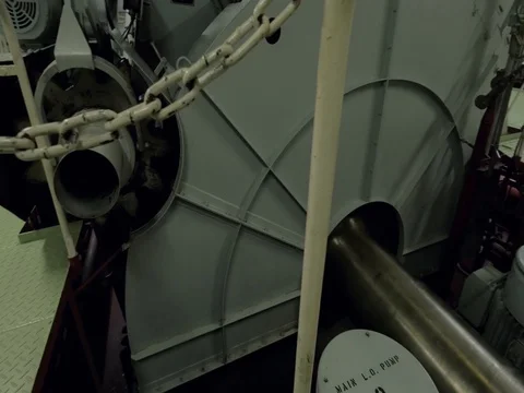 Propeller shaft and flywheel of ship Stock Footage