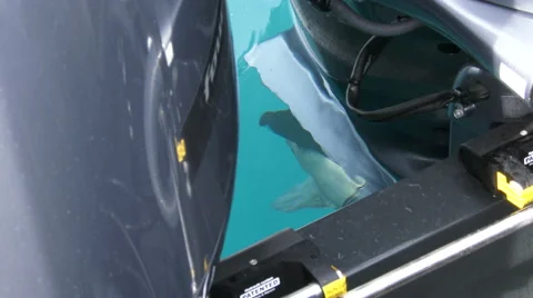 Propeller starting on powerful outboard engine  Stock Footage 58656776