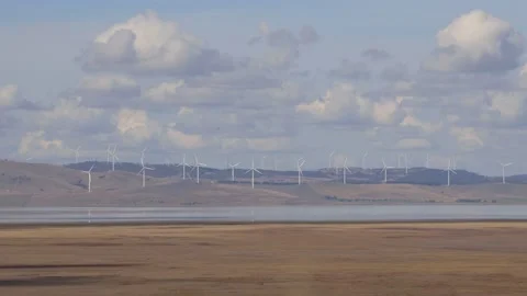 Propellers of wind turbines on wind farm in NSW, Australia – time lapse 4k. Stock Footage 153638476