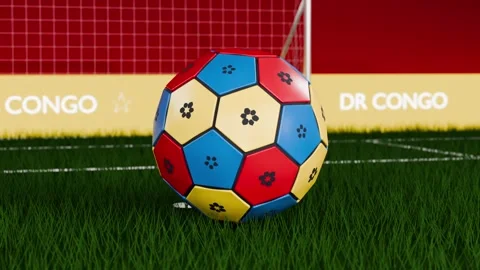 Propelling soccer ball rolling onto grass pitch, contacting turf near line, with Stock Footage 333286127