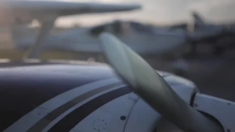 Propellor focus sunset Stock Footage 260578370